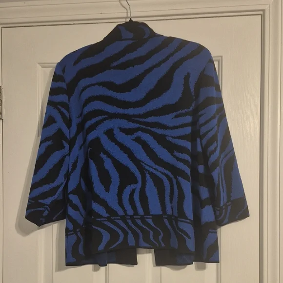 Ming Wang Zebra Pattern Blue and Black Blazer XL - Picture 3 of 4